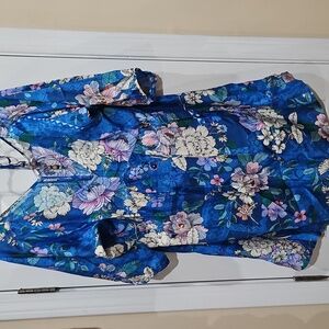 Johnny Was Vibrant Floral Blue Cover Up